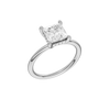 A three-quarter view of the Princess cut diamond engagement ring in 14k white gold with a plain band and solitaire setting