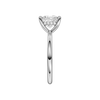 A side view of the Princess cut diamond engagement ring in platinum with a plain band and solitaire setting