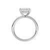 A profile view of the Princess cut diamond engagement ring in platinum with a plain band and solitaire setting