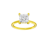 A front view of the Princess cut diamond engagement ring in 14k yellow gold with a plain band and solitaire setting