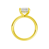 A profile view of the Princess cut diamond engagement ring in 14k yellow gold with a plain band and solitaire setting