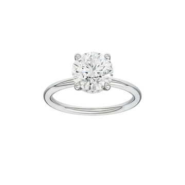 A front view of the Round cut diamond engagement ring in 14k white gold with a plain band and solitaire setting