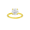 A front view of the Round cut diamond engagement ring in 14k yellow gold with a plain band and solitaire setting