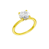 A three-quarter view of the Round cut diamond engagement ring in 14k yellow gold with a plain band and solitaire setting