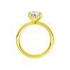 A profile view of the Round cut diamond engagement ring in 14k yellow gold with a plain band and solitaire setting