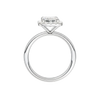 A profile view of the Emerald cut diamond engagement ring in 14k white gold with a plain band and solitaire setting