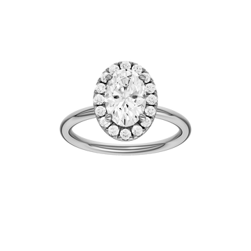 A front view of the Oval cut diamond engagement ring in 14k white gold with a plain band and solitaire setting