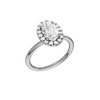 A three-quarter view of the Oval cut diamond engagement ring in 14k white gold with a plain band and solitaire setting