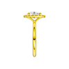 A side view of the Oval cut diamond engagement ring in 14k yellow gold with a plain band and solitaire setting