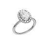 A three-quarter view of the Oval cut diamond engagement ring in platinum with a plain band and solitaire setting