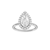 A front view of the Pear cut diamond engagement ring in 14k white gold with a plain band and solitaire setting