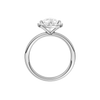 A profile view of the Pear cut diamond engagement ring in platinum with a plain band and solitaire setting