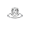 A front view of the Radiant cut diamond engagement ring in 14k white gold with a plain band and solitaire setting
