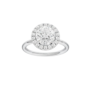 A front view of the Round cut diamond engagement ring in 14k white gold with a plain band and solitaire setting