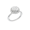 A three-quarter view of the Round cut diamond engagement ring in platinum with a plain band and solitaire setting