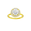 A front view of the Round cut diamond engagement ring in 14k yellow gold with a plain band and solitaire setting