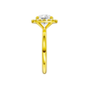A side view of the Round cut diamond engagement ring in 14k yellow gold with a plain band and solitaire setting