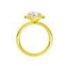 A profile view of the Round cut diamond engagement ring in 14k yellow gold with a plain band and solitaire setting