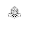 A front view of the Marquise cut diamond engagement ring in 14k white gold with a plain band and solitaire setting