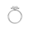 A profile view of the Marquise cut diamond engagement ring in 14k white gold with a plain band and solitaire setting