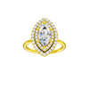 A front view of the Marquise cut diamond engagement ring in 14k yellow gold with a plain band and solitaire setting