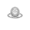 A front view of the Oval cut diamond engagement ring in platinum with a plain band and solitaire setting
