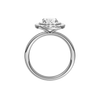 A profile view of the Oval cut diamond engagement ring in platinum with a plain band and solitaire setting