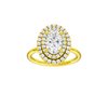 A front view of the Oval cut diamond engagement ring in 14k yellow gold with a plain band and solitaire setting