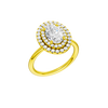 A three-quarter view of the Oval cut diamond engagement ring in 14k yellow gold with a plain band and solitaire setting
