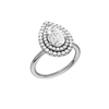 A three-quarter view of the Pear cut diamond engagement ring in 14k white gold with a plain band and solitaire setting