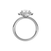 A profile view of the Pear cut diamond engagement ring in 14k white gold with a plain band and solitaire setting