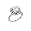 A three-quarter view of the Princess cut diamond engagement ring in platinum  with a plain band and solitaire setting