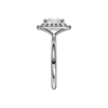A side view of the Princess cut diamond engagement ring in 14k white gold with a plain band and solitaire setting