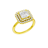 A three-quarter view of the Princess cut diamond engagement ring in 14k yellow gold with a plain band and solitaire setting