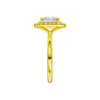 A side view of the Princess cut diamond engagement ring in 14k yellow gold with a plain band and solitaire setting