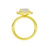 A profile view of the Princess cut diamond engagement ring in 14k yellow gold with a plain band and solitaire setting