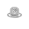 A front view of the Radiant cut diamond engagement ring in platinum  with a plain band and solitaire setting