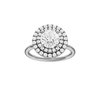 A front view of the Round cut diamond engagement ring in 14k white gold with a plain band and solitaire setting