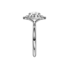 A side view of the Round cut diamond engagement ring in platinum with a plain band and solitaire setting