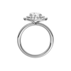 A three-quarter view of the Round cut diamond engagement ring in platinum with a plain band and solitaire setting