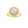 A front view of the Round cut diamond engagement ring in 14k yellow gold with a plain band and solitaire setting