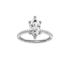 A front view of the Marquise cut diamond engagement ring in 14k white gold with a pavé diamond band and cathedral setting