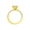 A profile view of the Marquise cut diamond engagement ring in 14k white gold with a pavé diamond band and cathedral setting