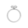 A profile view of the Marquise cut diamond engagement ring in 14k white gold with a pavé diamond band and solitaire setting