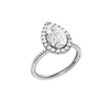 A three-quarter view of the Pear cut diamond engagement ring in platinum with a pavé diamond band and solitaire setting