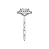 A side view of the Princess cut diamond engagement ring in 14k white gold with a pavé diamond band and solitaire setting