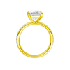 A profile view of the Princess cut diamond engagement ring in 14k yellow gold with a prong diamond band and cathedral setting