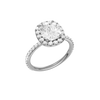 A three-quarter view of the Elongated Cushion cut diamond engagement ring in 14k white gold with a prong band and solitaire setting