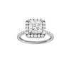 A front view of the Princess cut diamond engagement ring in 14k white gold with a prong diamond band and cathedral setting