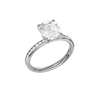 A three-quarter view of the Elongated cushion cut diamond engagement ring in platinum with a diamond channel band and cathedral setting